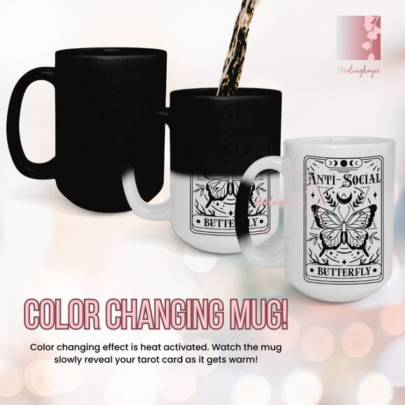Anti-social Butterfly Tarot Card Color Changing 15 oz Mug - Picture 2 of 2